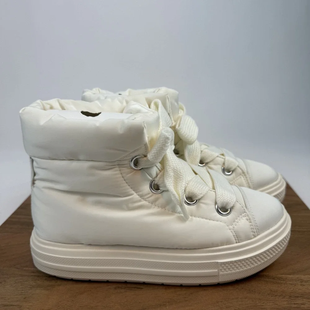 New Womens Converse CTAS Elements Ivory Nylon Platform Mid Snow‎ Boots Size 9 M